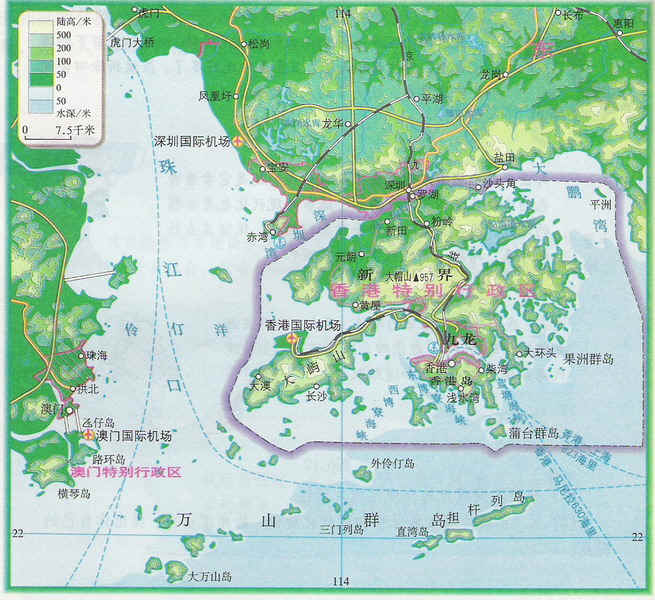 香港和澳門特別行政區分別位於