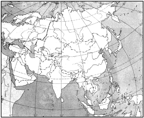 亚洲地理分区图空白图片