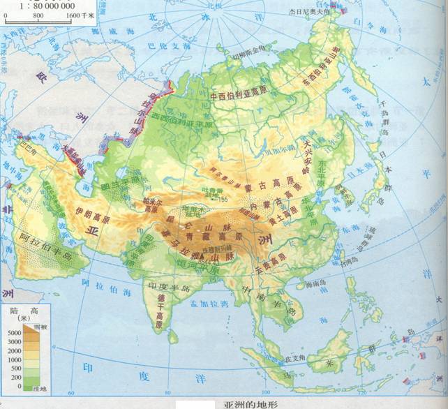 亚洲地形分布图图片