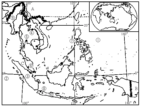 东南亚地图手绘简单图片