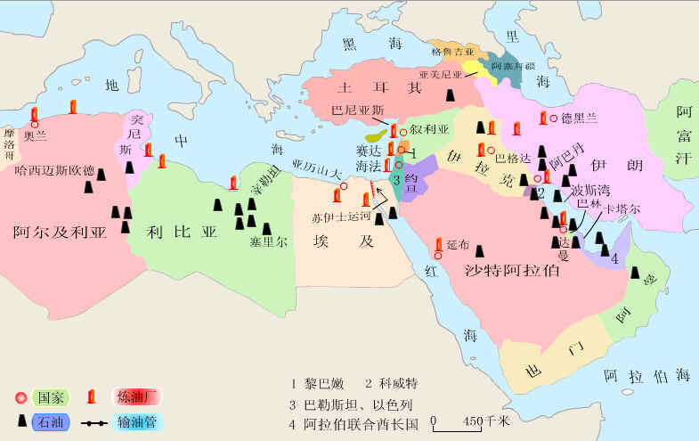 中东石油储量分布图图片