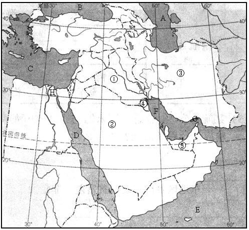 读中东地图,回答问题