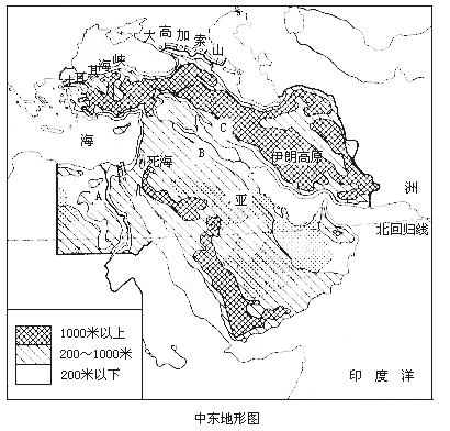 中东地形图 手绘图片