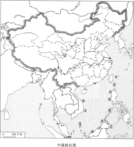 中国陆上邻国空白图图片