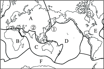 在下图中填注六大板块2013年4月20日发生的芦山72级地震位