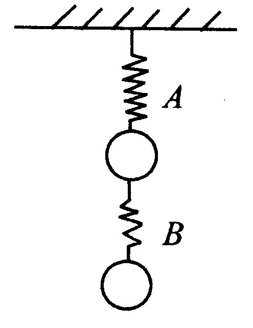 两条劲度系数均为k的轻弹簧.连接后竖直悬挂.