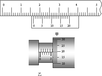 测微器的读数,游标卡尺读数为________cm,螺旋测微器读数为________cm