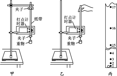 下图中甲,乙两图都是使用电磁打点计时器测量重力加速度g的装置示意图