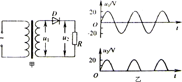 半波整流电路供电电阻r的阻值为10Ω整流前后的电压波形如图乙所示