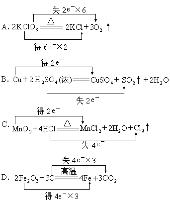 下列各氧化还原反应方程式表示的变化过程错误的是