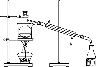 如图所示的仪器装置,在蒸馏烧瓶中装有冰醋酸,乙醇,浓硫酸和沸石,水浴