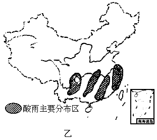 (1)图甲中ab两地出现严重的酸雨污染其原因是 