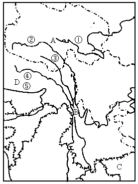 d地区(2)三江并流自然景观的三江是图中哪三条河流[  ]a③④⑤b