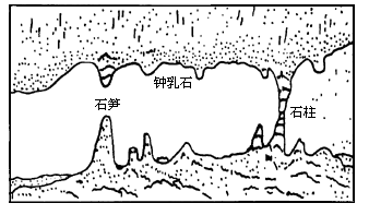 读"某洞穴剖面景观示意图,完成下列要求