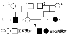 如下图是某白化病家族的遗传系谱请推测与这对夫妇生白化病孩子的儿率
