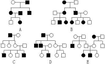 下列各图分别是五个家族的遗传系谱图 a