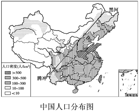 (黑龙江黑河和云南腾冲的连线)是我国人口分布的一条重要地理分界线
