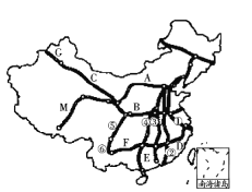 题目读中国铁路干线示意图回答下列问题